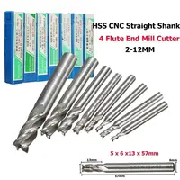 כרסום cnc 10pcs / Set 2-12Mm End Mill סט HSS 4 להבים חליל כרסום קאטר נתב Bit Cnc מיל המקדח עבור כלי עבודה (4)