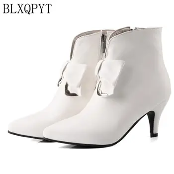 

BLXQPYT Fashion Plus Size 33-48 Women High Heels ankle boots Autumn Winter Pointed Toe Martin Boots Wedding Shoes Woman M15-3
