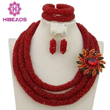 Элегантный Африканский костюм Ювелирные Набор индийский кристалл Бусины Цепочки и ожерелья в нигерийском стиле свадебный комплект ювелирных изделий aej690