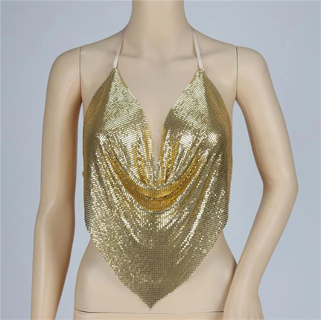 sequins backless top