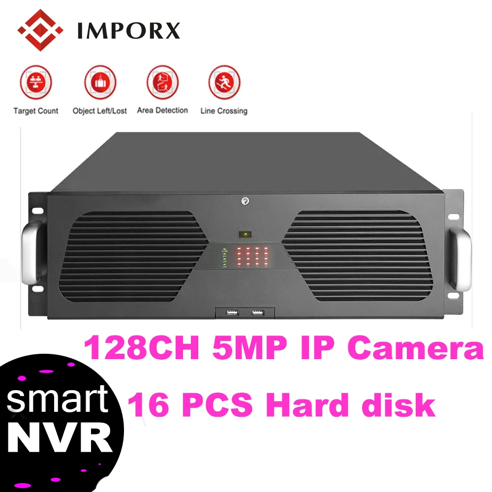 

IMPORX 16PCS SATA PortHDD Up To 8TB 5MP Super HD 128Ch NVR H.265+/ H.265/H.264 Security Network Video Recorder 4K HDMI NVR Onvif