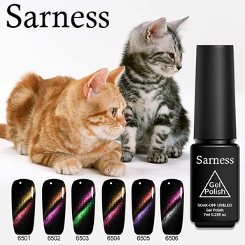 

Sarness 5D Chameleon Cat Eye Nail Gel Polish 7ml Soak Off Magnetic UV Gel Varnish Manicure Nail Art Black Rubber Base Needed Gel