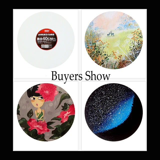 20/30/40/50cm circular canval paper for painting Blank canvas wooden drawing board Oil propylene painting canvas 4