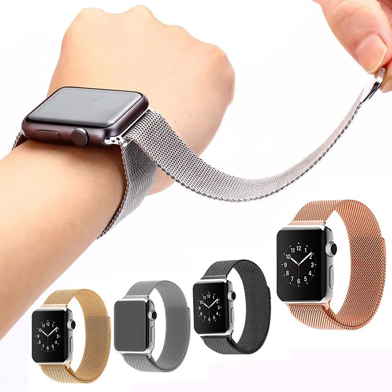 

Apple Watch Band Milanese Loop Mesh Stainless Steel Strap Freely Fully Magnetic Closure Clasp Strap for Iwatch 38/42mm