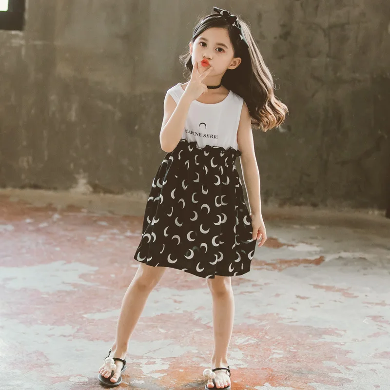 

Girls Dress Children's 2019 Summer New Midworld kids Spreading Dress Girls Sleeveless dress Children's Fashion Princess dress