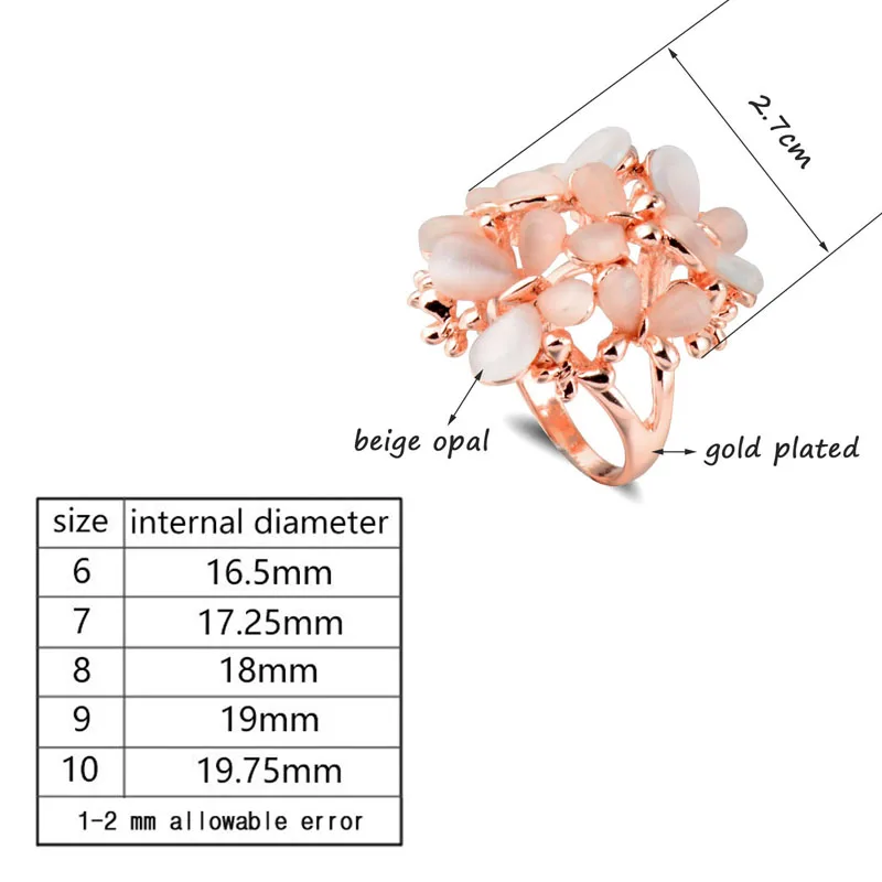 SINLEERY Роскошные бежевые Опал бабочка большие кольца Размеры 7 8 9 для женщин Свадебная вечеринка ювелирные изделия рождественские подарки JZ196 SSC