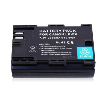 

3Pcs Full code LP-E6 LPE6 2650mAh Battery For Canon 5D Mark II III 7D 60D EOS 6D Free shipping