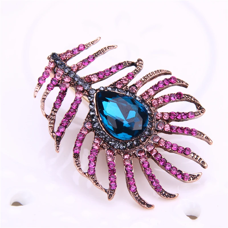 

rhinestone brooch metal leaf pin badge gifts pins and brooches for women crystal broszka fashion jewelry womens accessories