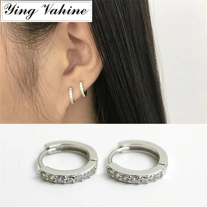

925 Sterling Silver Jewelry Chic Zircon Circle Stud Earrings for Women