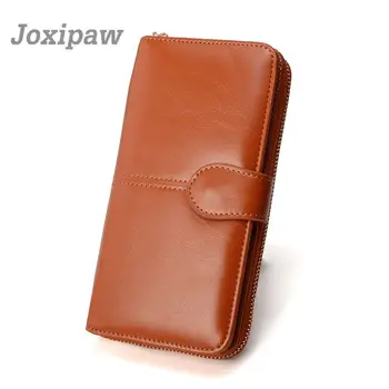 

Women Wallet Leather Card Coin Holder Money Clip Long Clutch Phone Wristlet Trifold Zipper Cash Photo Famous Brand Female Purse