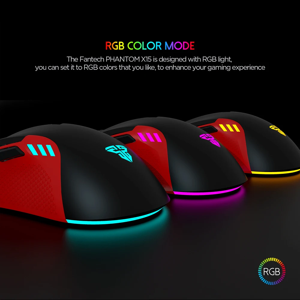 Новая игровая мышь Fantech X15 7 кнопок 4800 DPI USB кабель RGB для занятий спортом офисной
