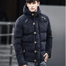 Мужская хлопковая куртка Вельветовая Толстая стеганая хлопковая однотонная куртка с капюшоном большого размера Мужская Толстая теплая зимняя куртка повседневные парки MZ3021