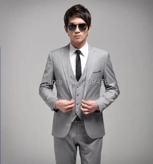 Custom Made Mens Light Grey Suits Jacket Pants Formal Dress Men Suit Custom Made Mens Light Grey Suits Jacket Pants Formal Dress Men Suit Set Wedding Groom Tuxedos Vest Tie In From S
