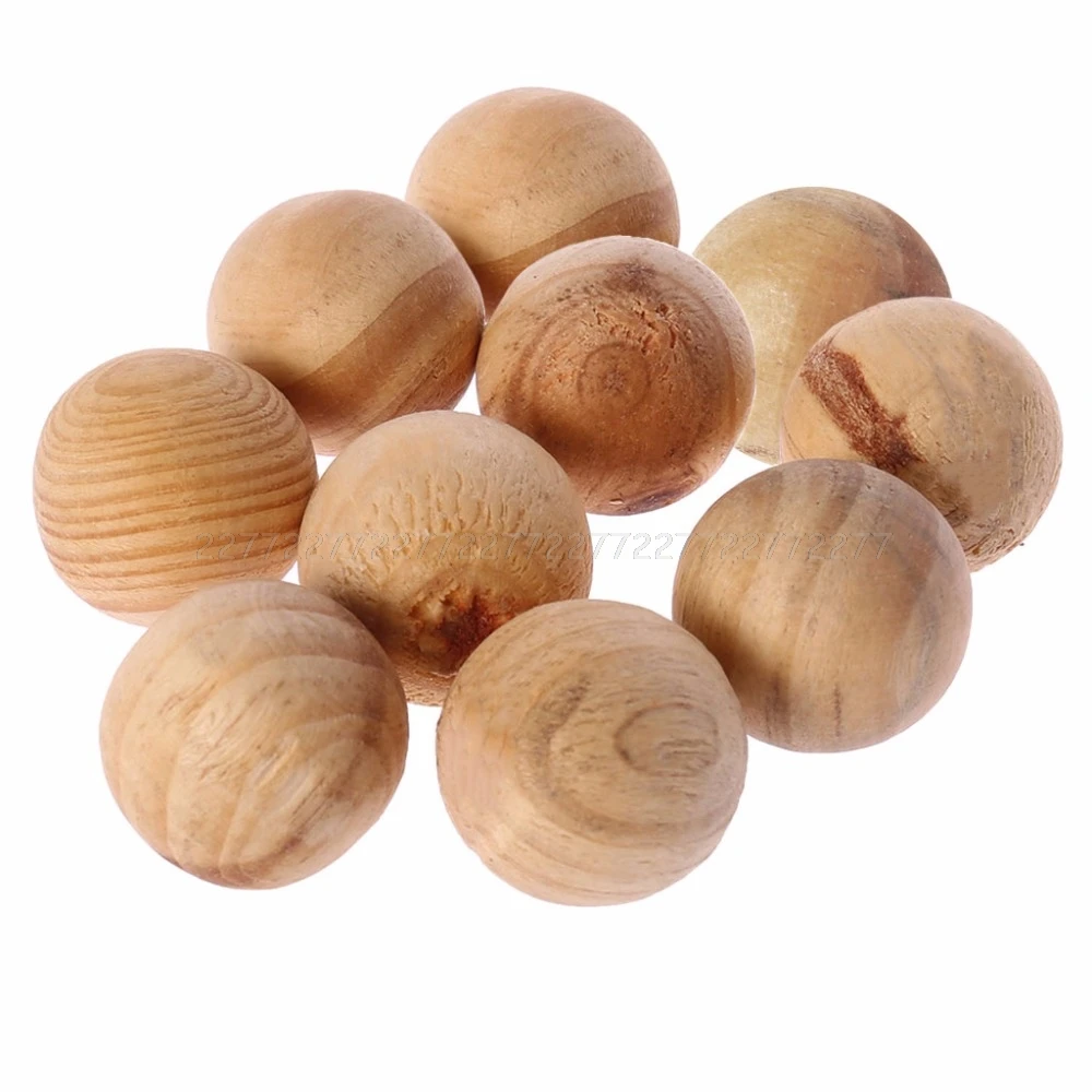 10Pcs Natural Cedar Wood Moth Balls Camphor Repellent Wardrobe Clothes