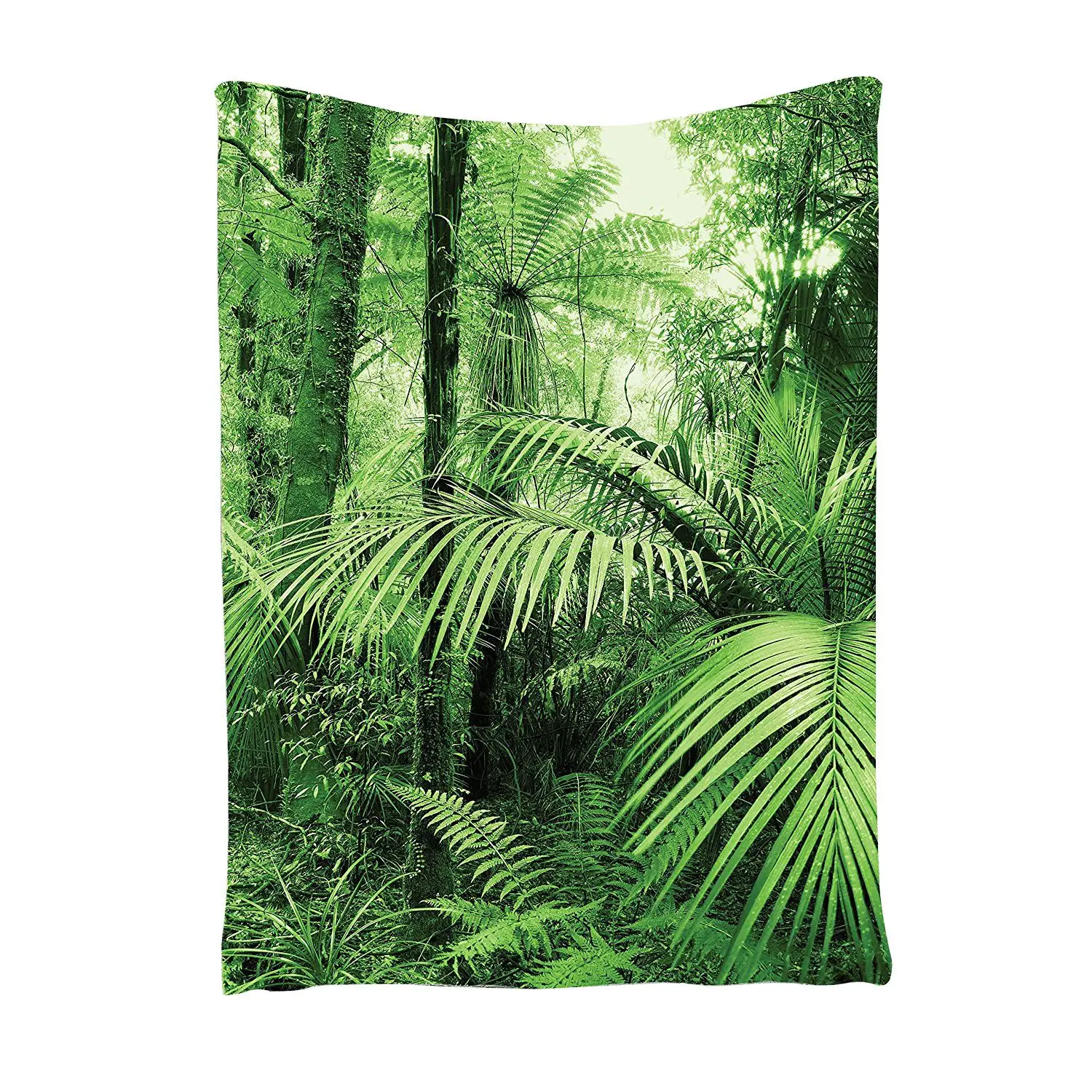 

TaTropical Rain Forest Green Tapestry,Palm Trees And Exotic Plants in Jungle with Wild Nature Zen Theme Art Decor(100*150cm)