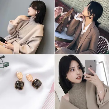 

JIOFREE Vintage Jewelry brown Green Clip on Earrings Non Piercing For Women Wedding Party Gift Earrings Bijouterie