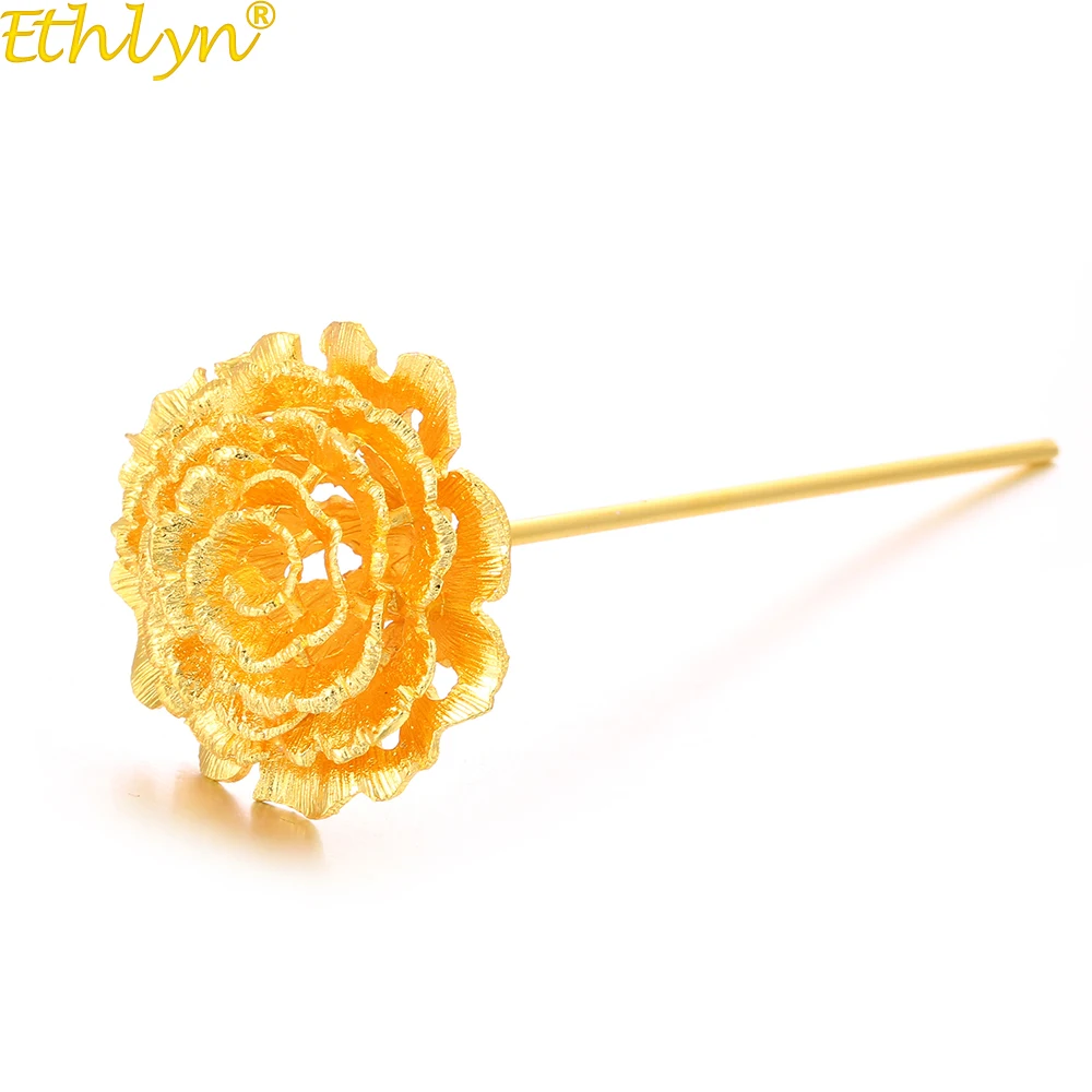 Ethlyn Таиланд Индийский Золотой цвет цветок палочки для волос головной убор Набор заколок для волос ювелирные изделия Юго-Восточной Азии Аксессуары