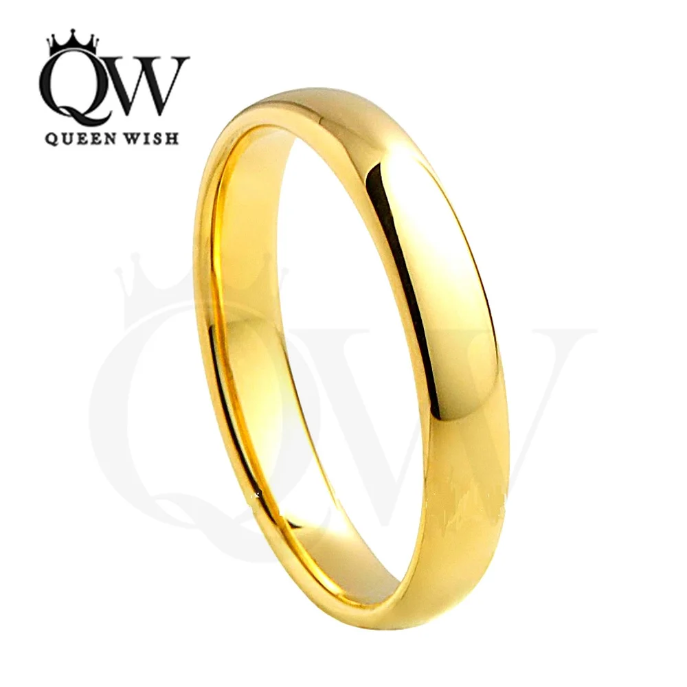 Queenwish 4mm Simply Vintage Gold Rings For Women Tungsten Carbide Wedding Rings E Wedding Bands Antique