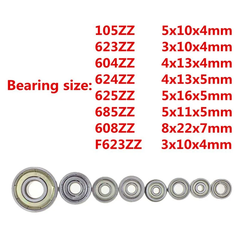 10 шт. шарикоподшипник двойной экранированный Миниатюрный высокоуглеродистой стали Однорядный 608ZZ 105ZZ 623ZZ 624ZZ 625ZZ 685ZZ F623ZZ 604ZZ