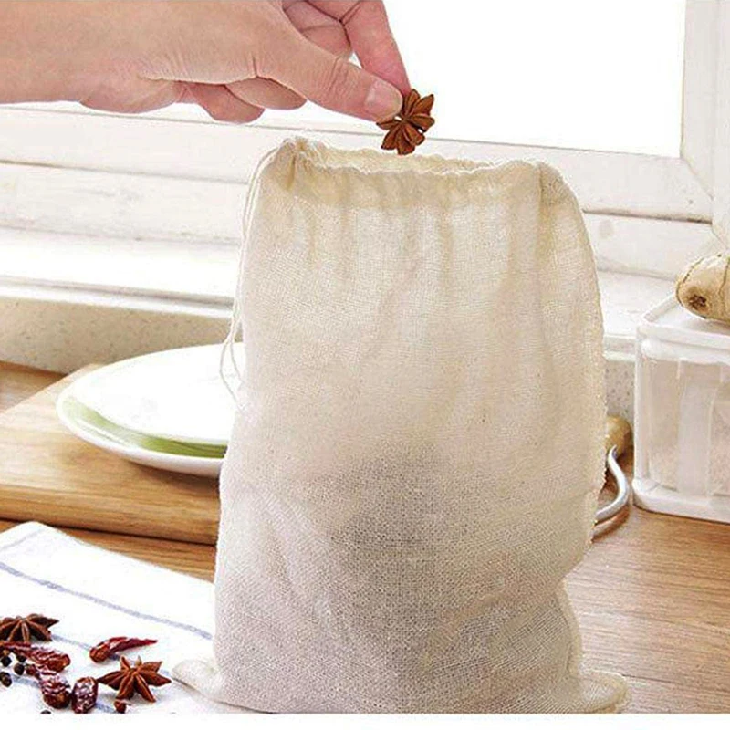 UPORS 10 шт. хлопок для чай со специями сумка портативный Drawstring Фильтр Натуральный неотбеленный Чайный фильтр пакет Многоразовые чай мешок для кухня
