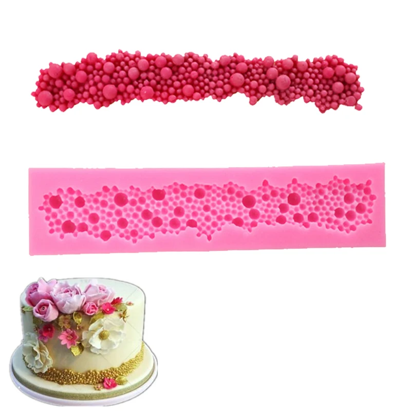 

Round Pearls 3D Cake Border Silicone Fondant Mold Silicone Chocolate Mold Wedding Decor DIY Christmas Cake Decorating Tools