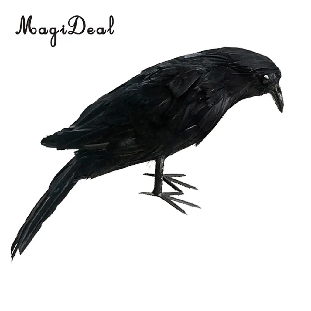   2pc/set Lifelike Raven Magpie Birds for Garden Halloween Wedding Yard Decoration