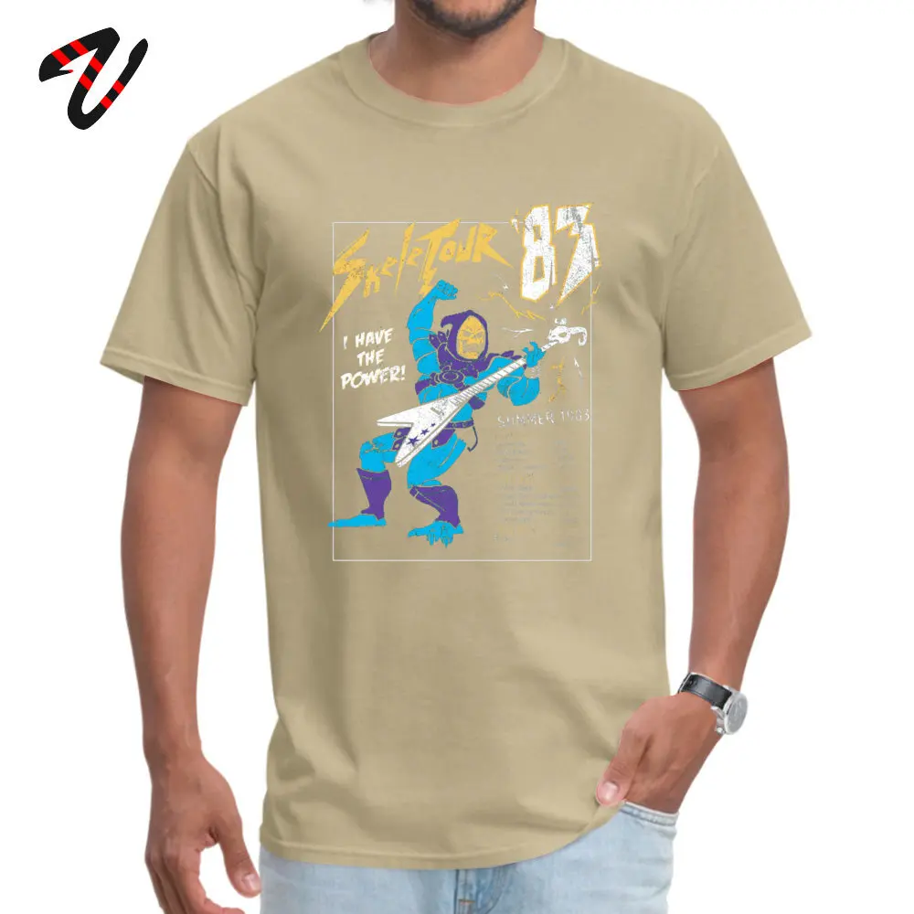 Skeletor Cotton Fabric Men Short Sleeve Tops Shirts Europe Father Day Top T-shirts Printing Tee-Shirts Family Crew Neck Skeletor 24839 beige