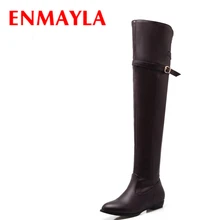Airfour Fashion Winter Long Boots Shoes Woman Round Toe Flat With Large Size 34-45 Over-the-knee Boots Platform Shoes Warm Boots moraima snc spring autumn fashion women riding boots over the knee flat with fringe strap buckle decoration round toe long boots