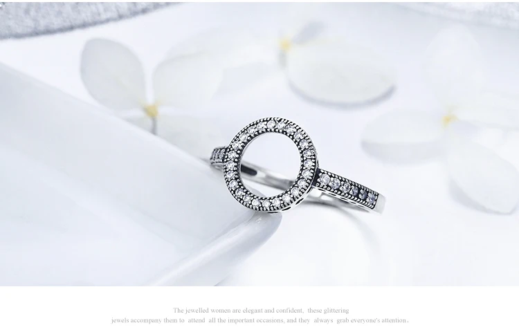 BISAER 925 пробы серебро навсегда прозрачный Круглый фианит круглый квадратный палец кольца для женщин Дубай Свадебные ювелирные изделия ECR041
