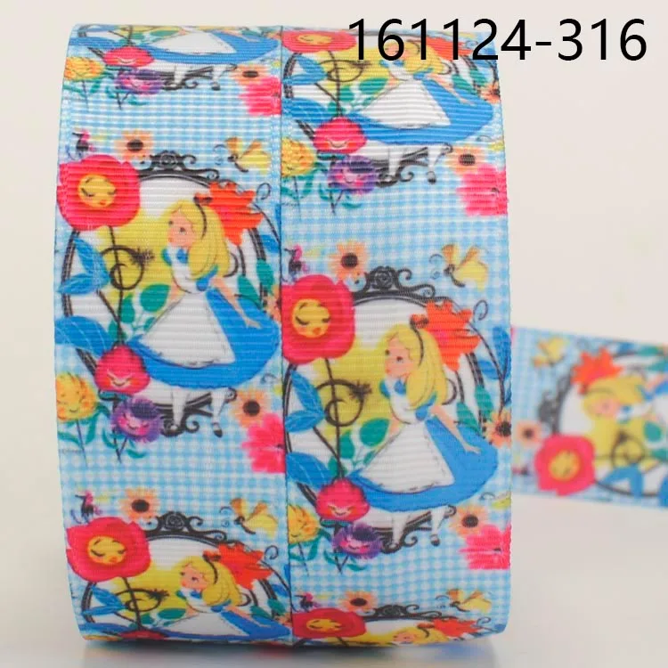 7/" 22 мм Алиса принцесса Печать grosgrain лента DIY ручной работы hairbow мультфильм лента - Цвет: 161124-316