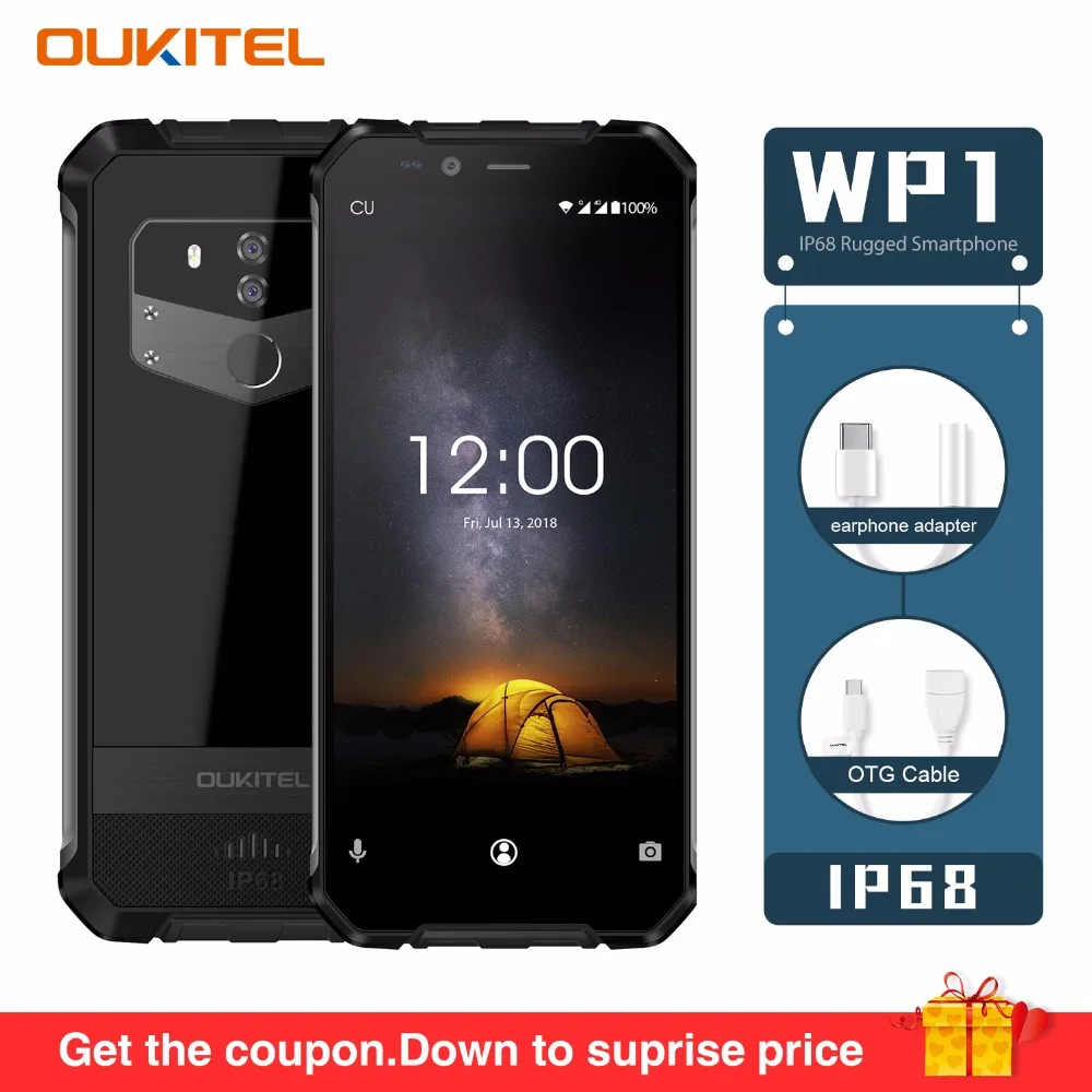 

OUKITEL WP1 IP68 Waterproof Android 8.1 4GB 64GB Mobile Phone 5000mAh Octa Core 5.5"Display 5000mAh Wireless Charging Smartphone