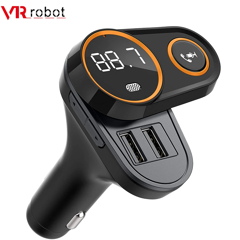 

VR robot Bluetooth Car MP3 Player LCD Handsfree FM Transmitter Kit 4.8A Dual USB Car Charger With TF Slot For iPhone Huawei Pad