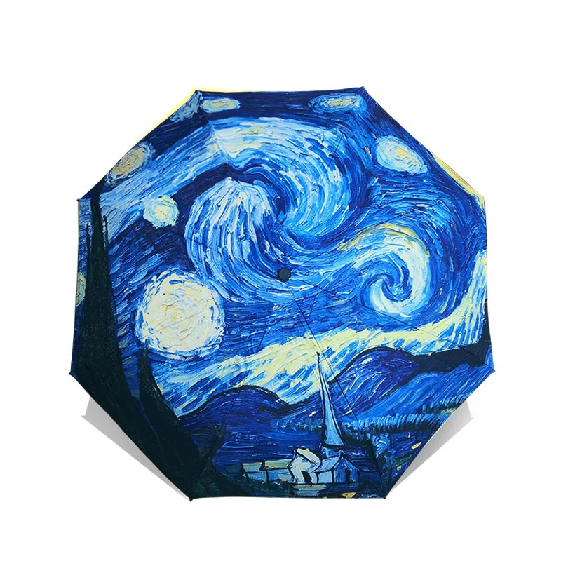 LIKE RAIN Ван Гог Картина маслом зонтик дождь женский китайский художественный складной зонт дети ветрозащитный качество анти-УФ Зонты YHS10 - Цвет: OUB 05