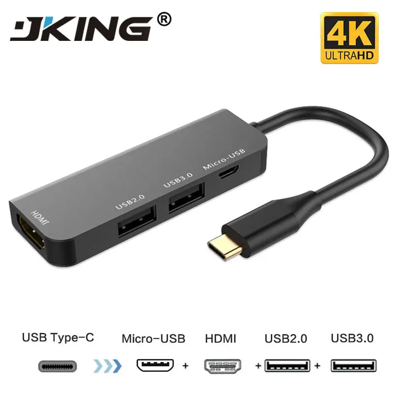 

USB C HUB Type C to 4K HDMI Hub USB 3.0 USB2.0 Adapter Micro USB Charging Port for MacBook Pro Samsung Galaxy S8 Huawei P20 Pro