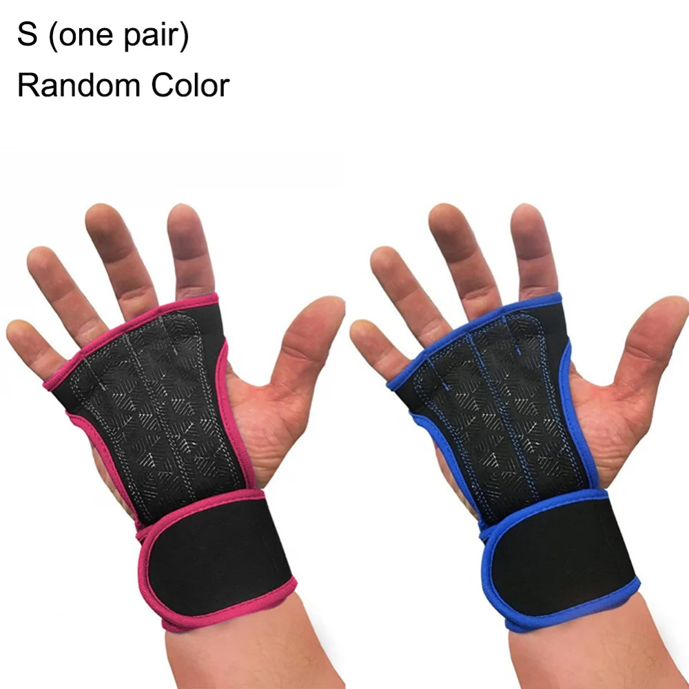 1 Pair Weight Lifting Training Gloves Fitness Sports Body Building Gymnastics Grips Gym Hand Palm Protector Gloves Random Color