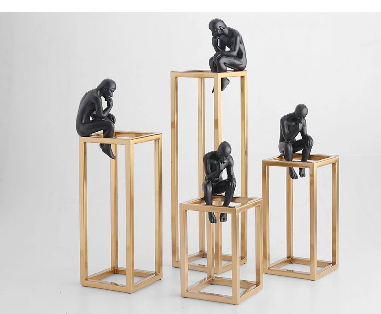 

Thinking of Rodin Sculpture Postmodern Thinker Small Black Metal Frame, Home Decoration Room Figure Adornment