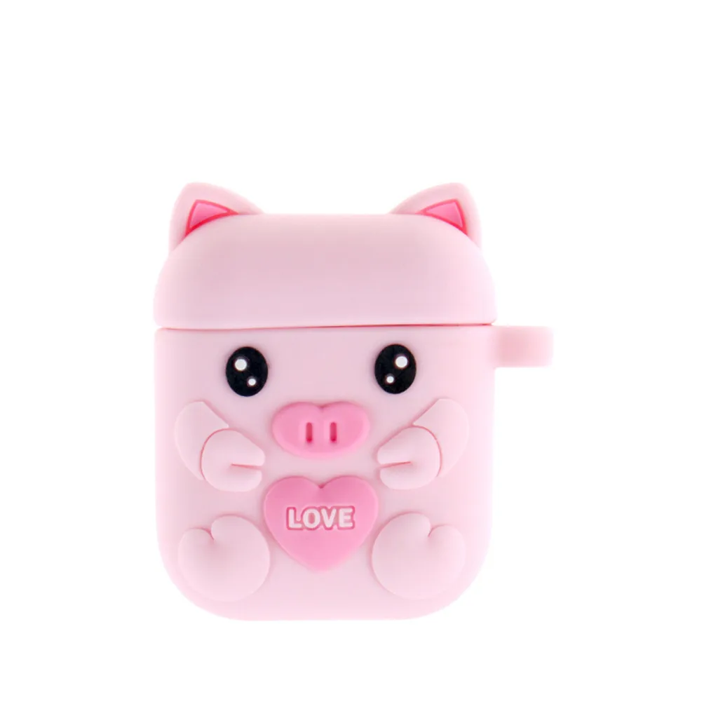 

Cute 3D Pink Pig Silicone Bluetooth Wireless Earphone Case For AirPods Protective Cover Skin Accessory for Apple Charging c0523