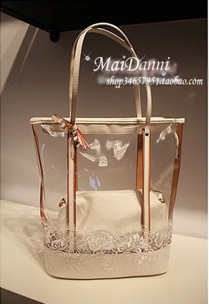 

Lace bags Fashion Beach Bowtie Yellow Rose Jelly Transparent Women Messenger Bag