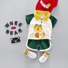 Одежда для маленьких мальчиков с героями мультфильмов летние комплекты симпатичная одежда для мальчиков рубашка с рисунком кота+ шорты с героями мультфильмов комплекты из 2 предметов для маленьких детей