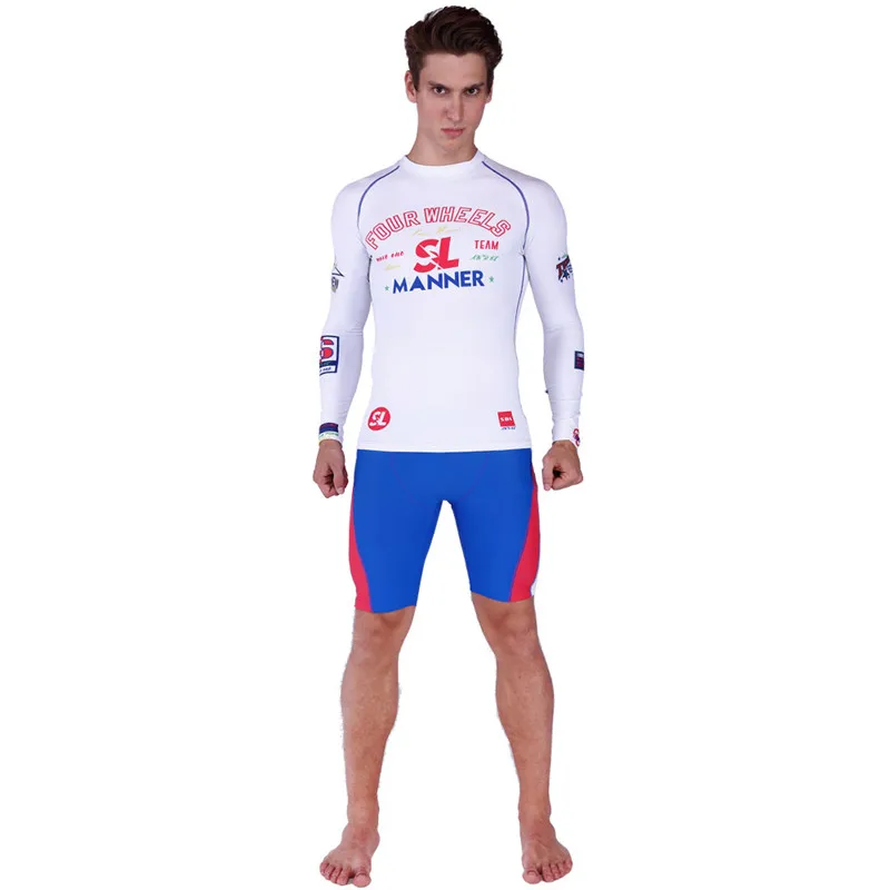 SABOLAY Рашгард Мужская Облегающая рубашка с длинным рукавом для серфинга купальный костюм солнцезащитный UPF50+ купальный короткий костюм шорты для плавания размера плюс одежда для плавания