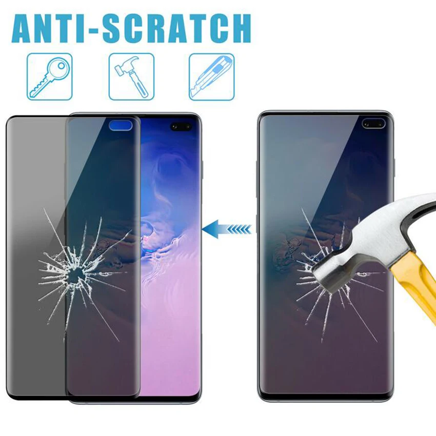 

3D Privacy Tempered Glass Screen Protector For Samsung Galaxy S10 Plus S10E Cover Friendly Anti-Privacy Glass Protector