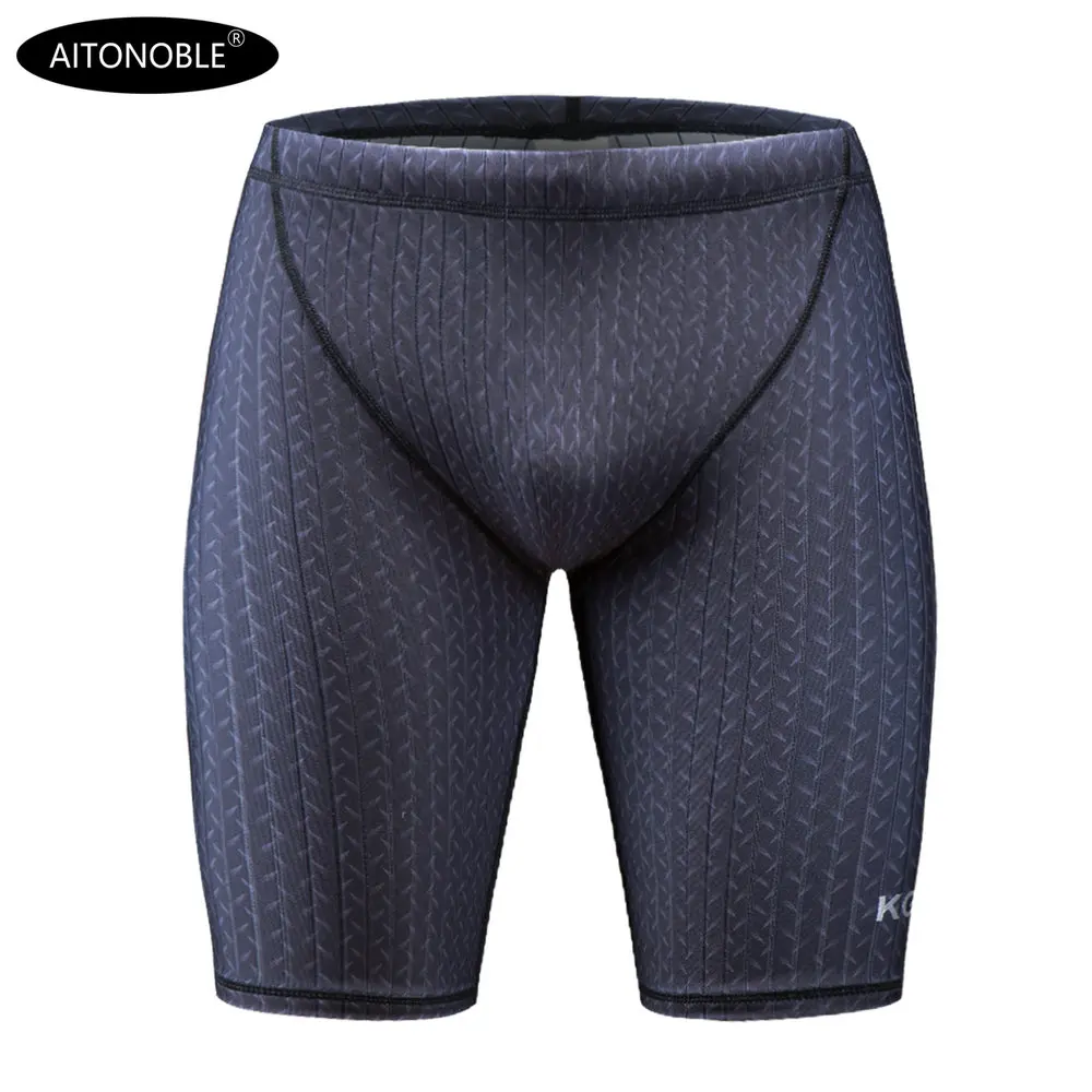 

2019 AITONOBLE MEN'S SWIM JAMMERS COMPRESSION FASHION DIGITAL PRINT SWIMSUIT TRUNKS LONG SWIM BOXER