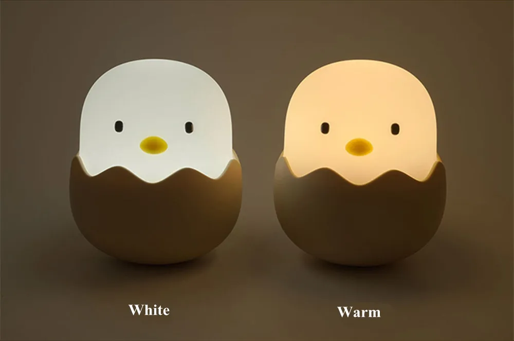 Warm White Ambient Night Light Cute Cartoon Egg Shell Chicken Tumbler Rechargeable Touch Bedroom Lamp for Girl Chilren Gift Toy (12)