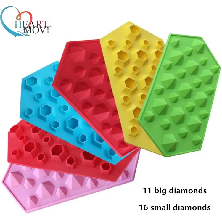 

HEARTMOVE 5 colors 3d Diamonds Gem Cool Ice Cube Chocolate Soap Tray Mold Silicone Fodant Moulds 9488