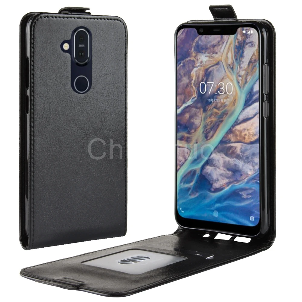 

Luxury Vertical PU Leather Case Cover For Nokia 8.1 Flip Wallet Holster Card Slot Capa Fundas