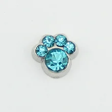 hot selling 10PCS pawprint March birthstone floating charms for glass floating lockets
