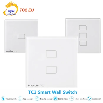 

Broadlink TC2 EU Smart socket Touch Light Switches 1/2/3 Gang 220V Remote Control Wall Touch Switch Panel + RM Pro Smart Power