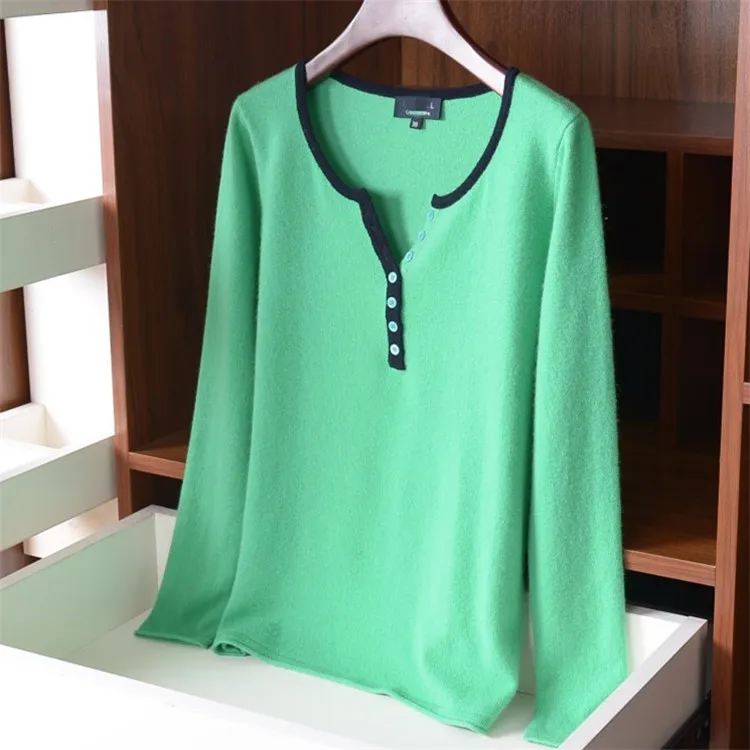  pure cashmere knit women fashion buckle Oneck pullover sweater M-L retail wholesale