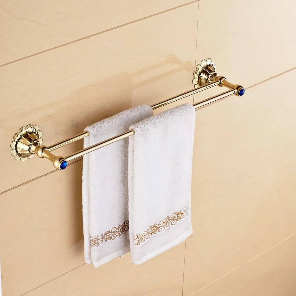 Golden Brass Bathroom Towel Rack Holder Dual Towel Bars Solid Brassin Towel Bars from Home