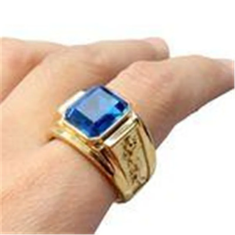 

Hot Sale Big Red Black Green Blue Stone Square Gold Color Copper Alloy Men Ring Engraved Dragon Male Rings